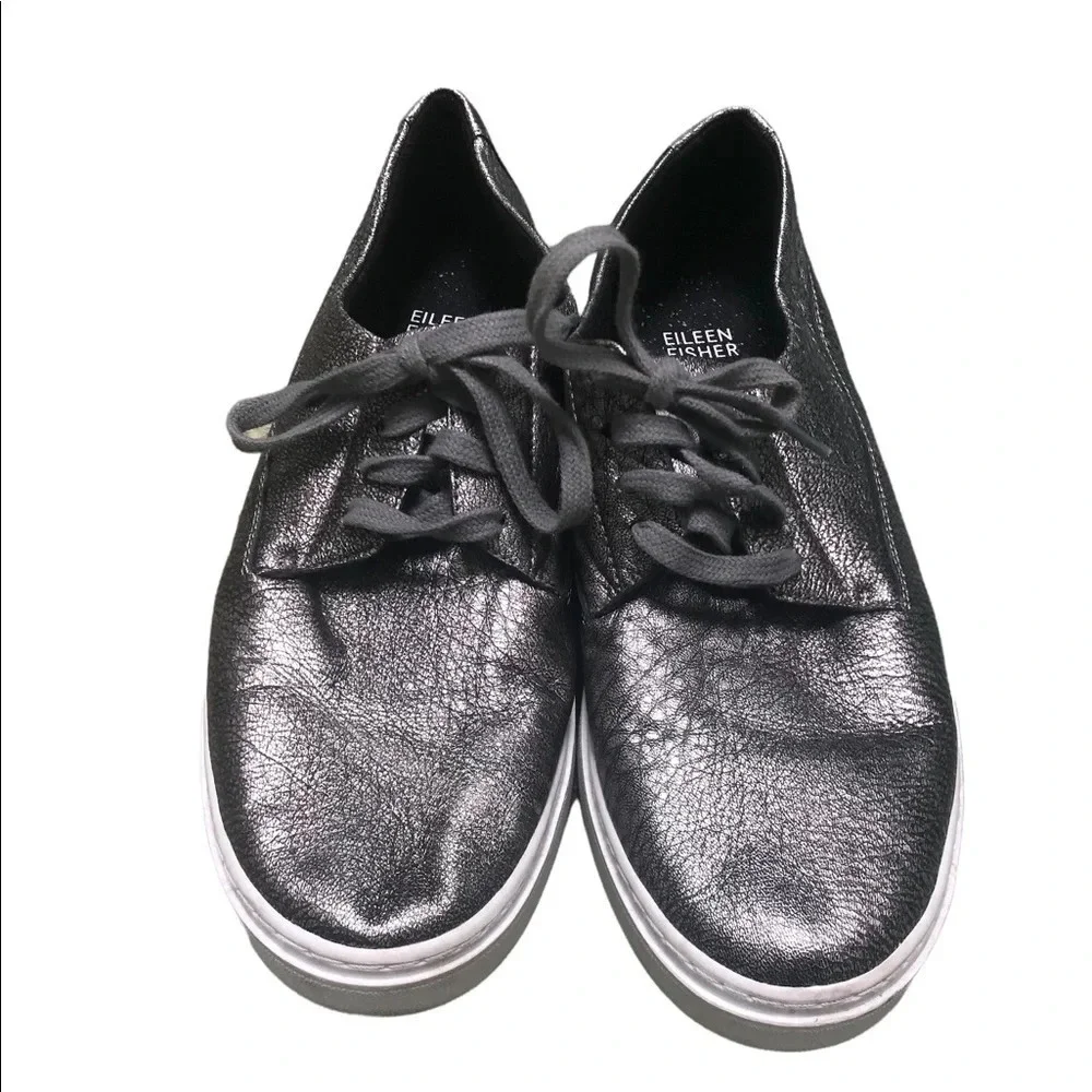 EILEEN FISHER GUNMETAL SNEAKERS